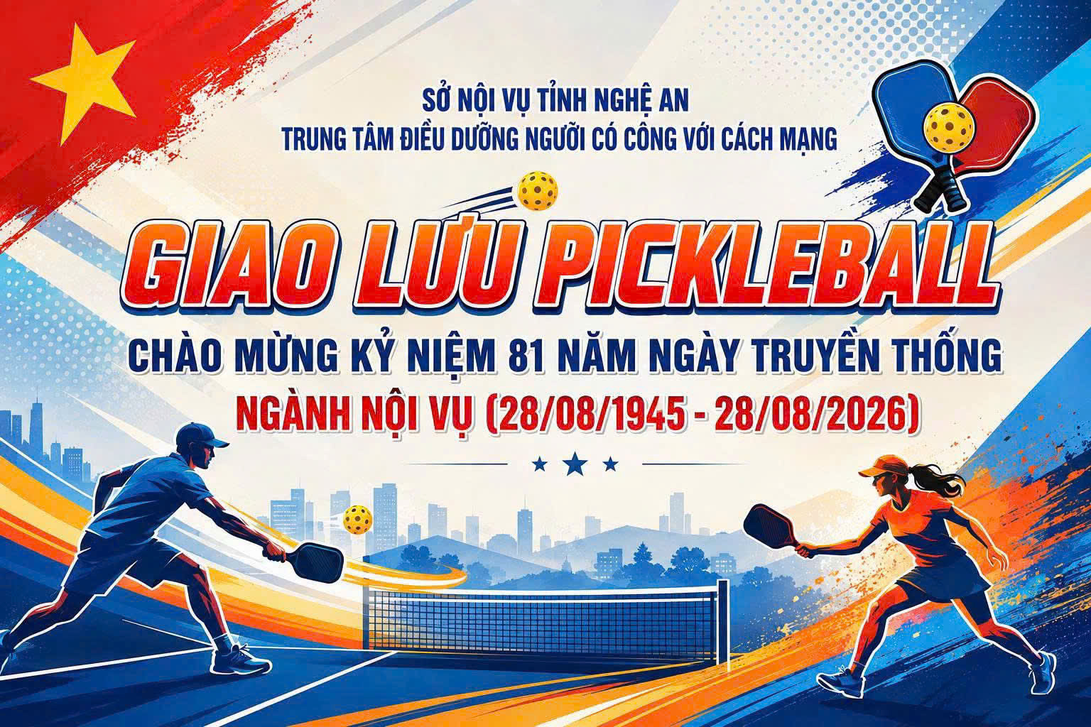 SÔI NỔI GIẢI THỂ THAO PICKLEBALL CHÀO MỪNG KỶ NIỆM 81 NĂM NGÀY TRUYỀN THỐNG NGÀNH NỘI VỤ TỈNH NGHỆ AN